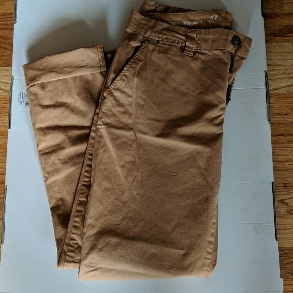 Broken in straight khakis by GAP